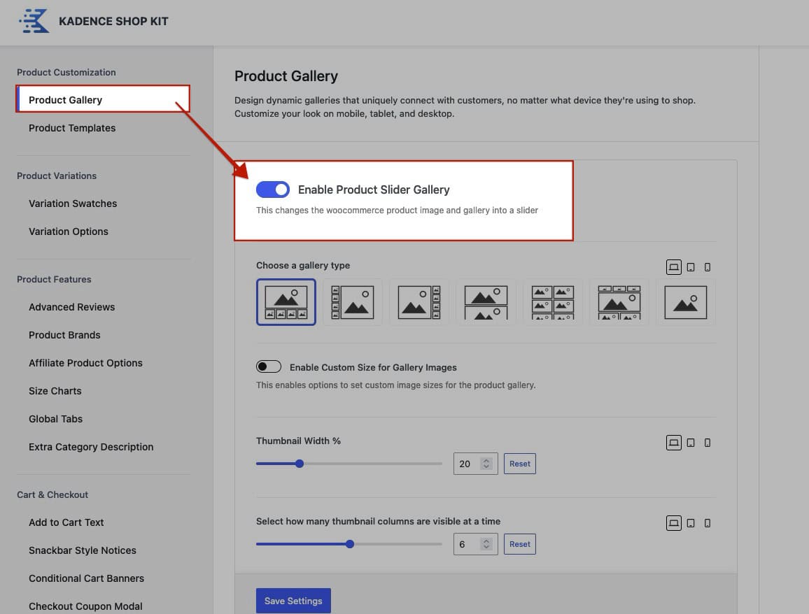 Enable Product Slider