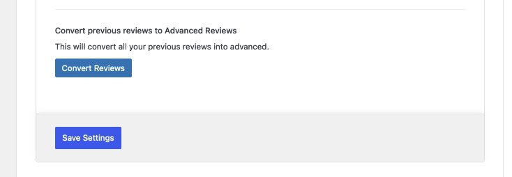 Convert Reviews Settings