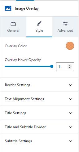 Image Overlay Style settings