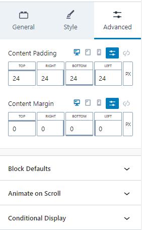 Split Content Advanced Settings