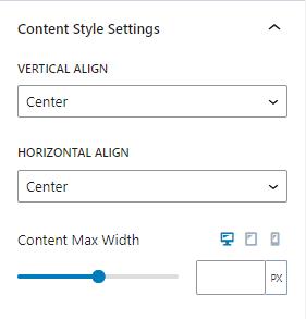 Split Content Content Style Settings