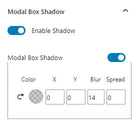 Modal Box Shadow settings