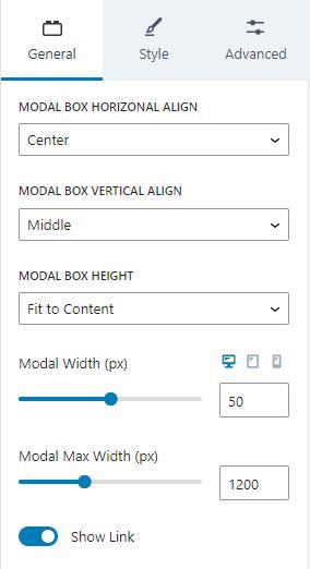 Modal General Settings