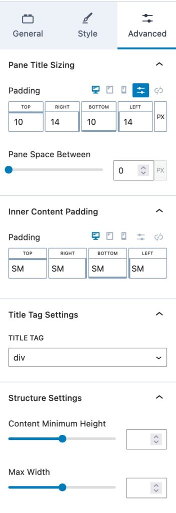 Accordion Advanced Settings A