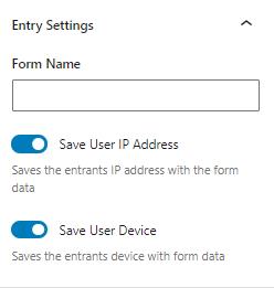 Kadence form block entry settings