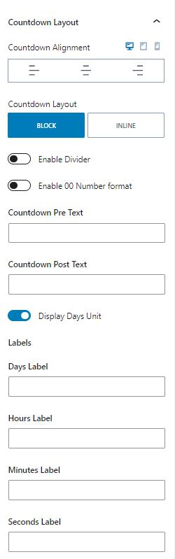 Countdown Layout settings