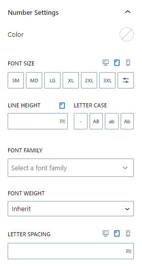 Countdown block Number Settings