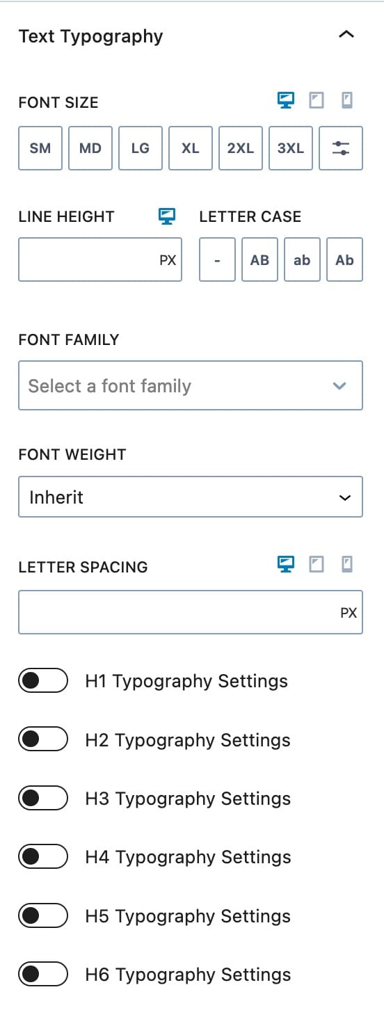 Typography Settings