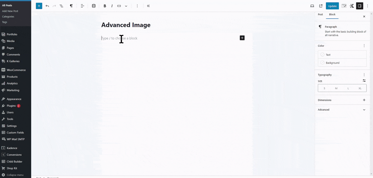 Adding an Advanced Image