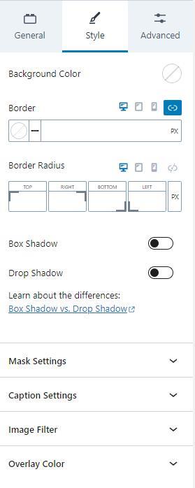 Advanced Image Style Settings