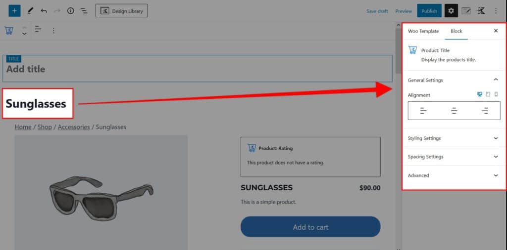 Product Title Block Settings