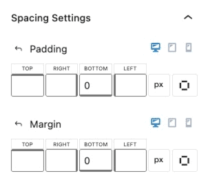 Spacing Settings