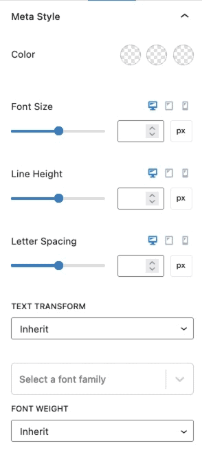 Product Meta Style Settings