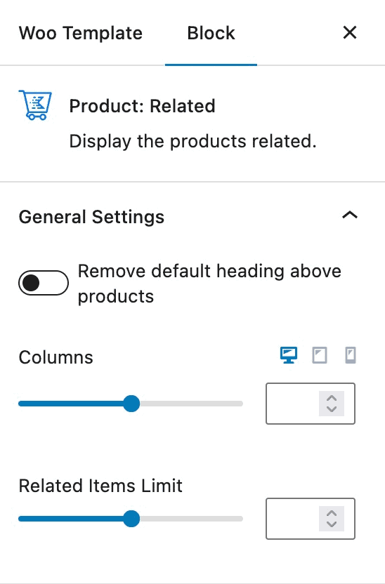 Product: Related general settings