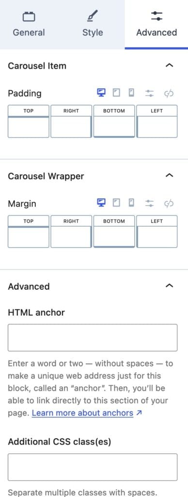 Advanced Slider Advanced Settings