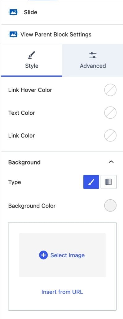 Style Slide Settings A