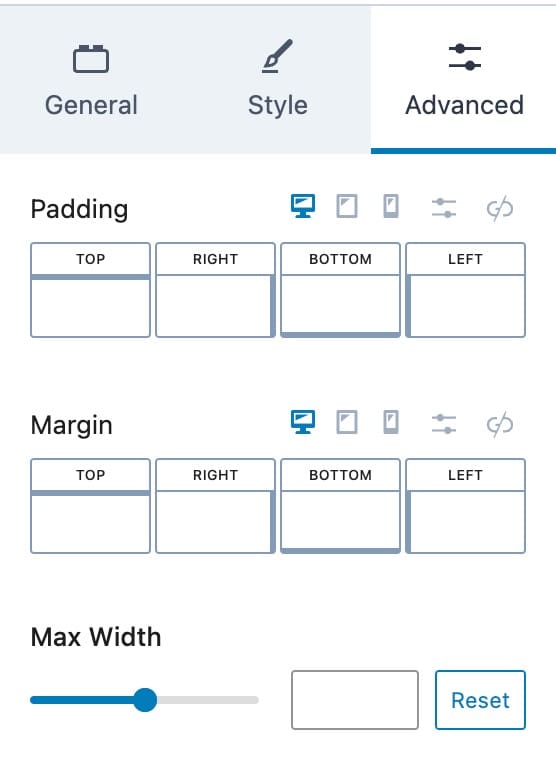 Video Popup Advanced Block Settings