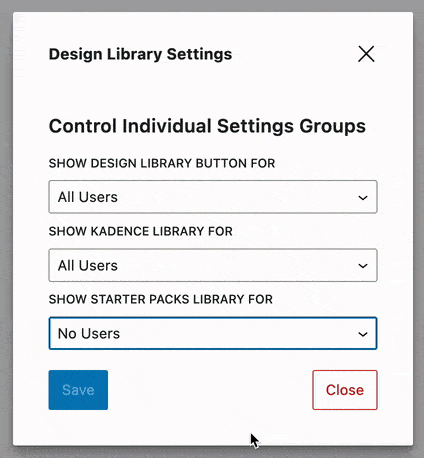 Design Library Settings