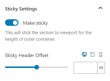 Section Sticky Settings