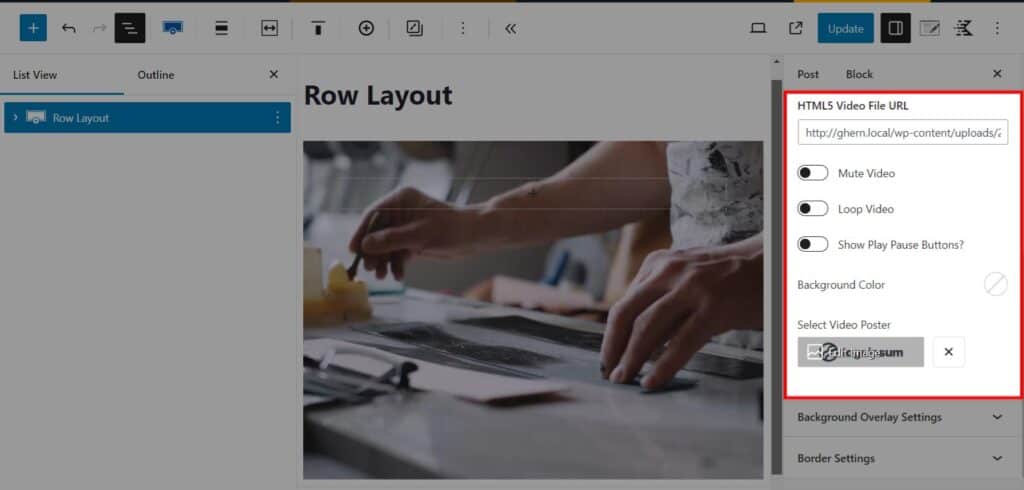 Adding Video Backgrounds to Row Layout Kadence WP Documentation