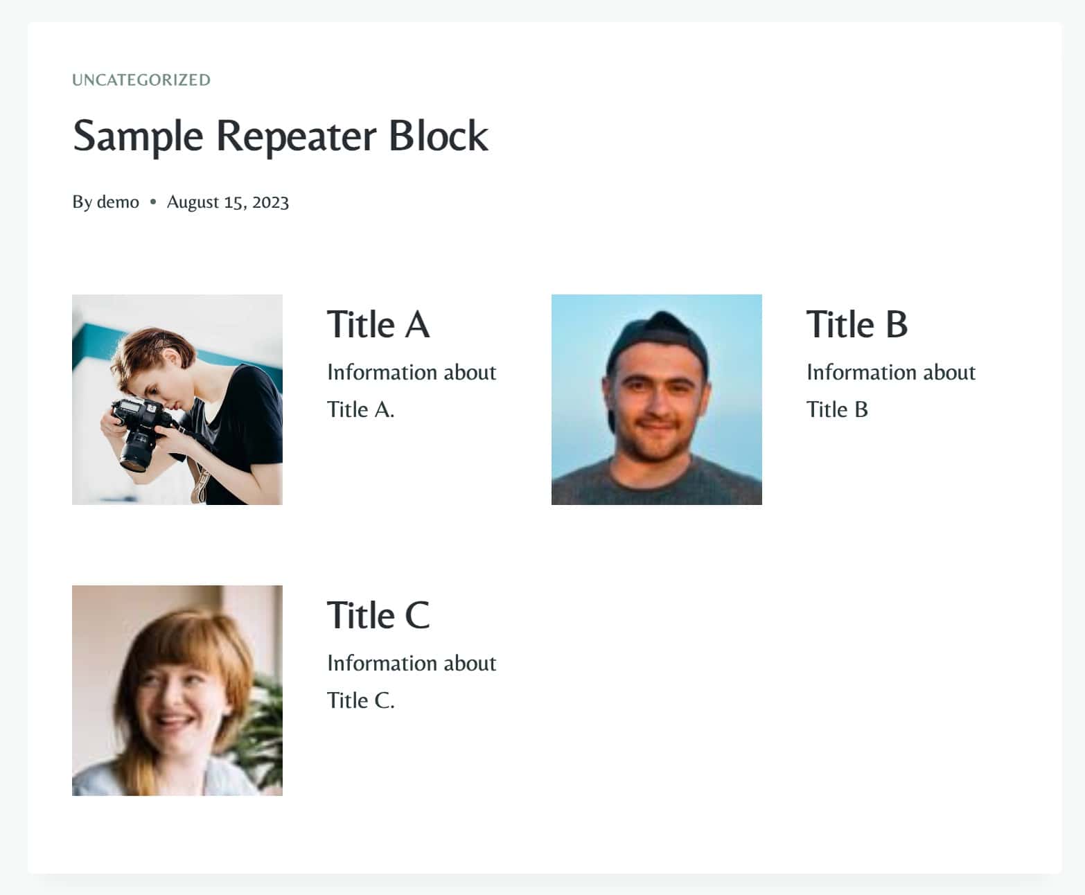 Sample Repeater Block Front End