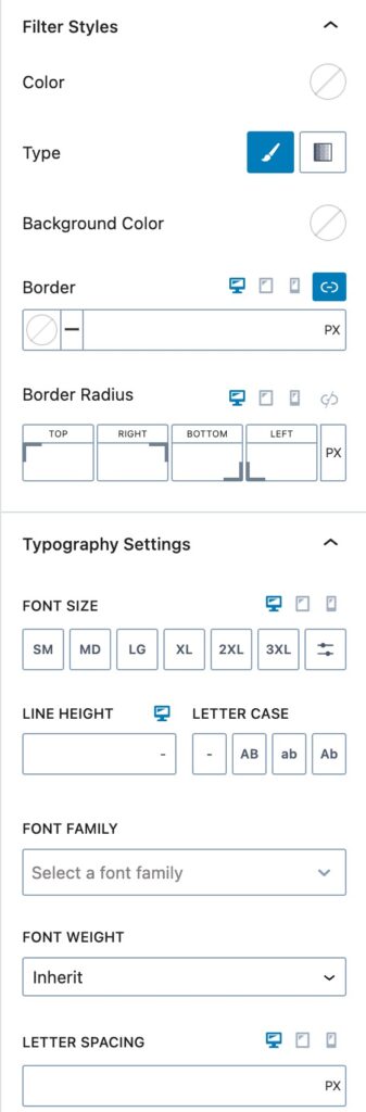 Filter Checkbox Styles A