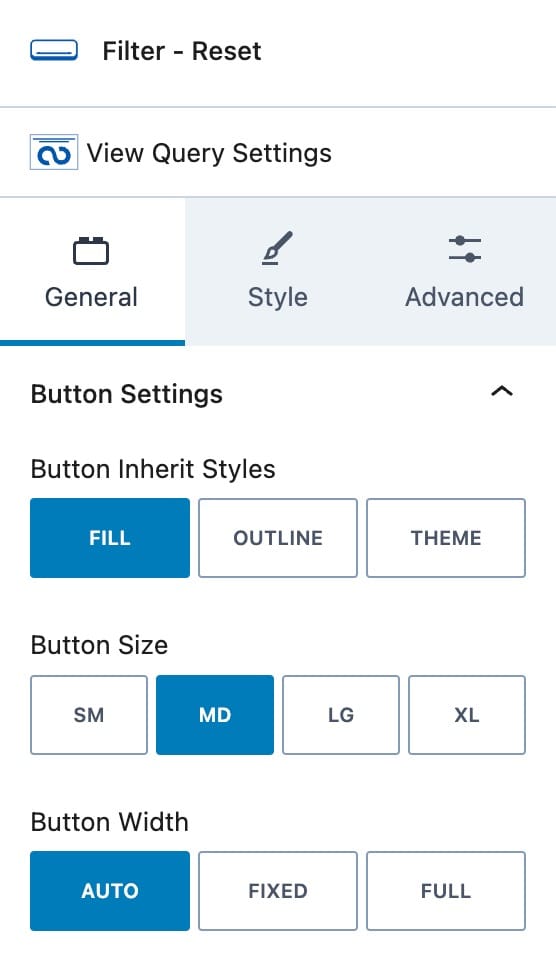 Filter Reset General Settings