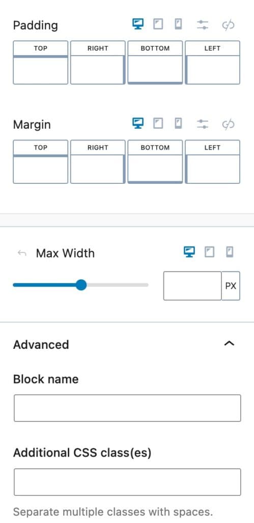 Query Card Advanced Settings