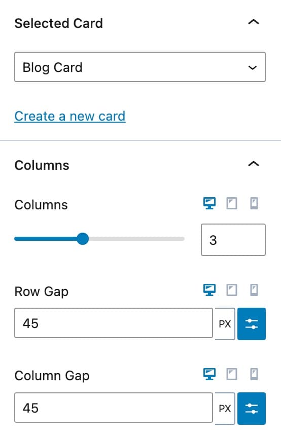 Query Card General Settings