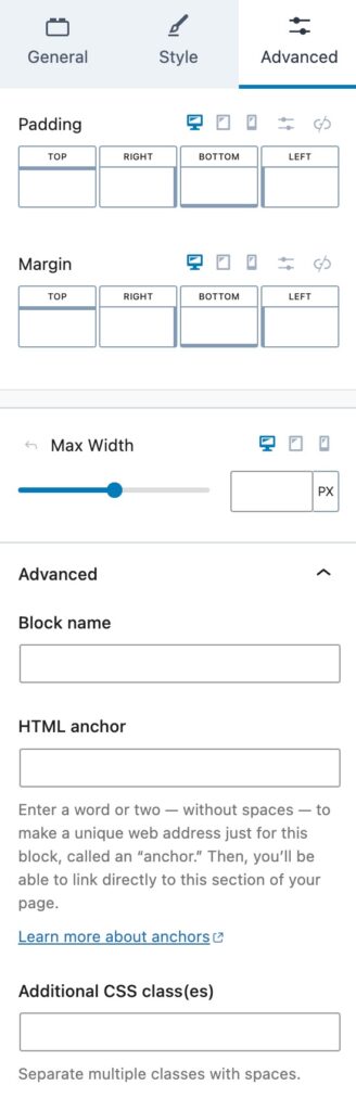 Query Loop Advanced Settings