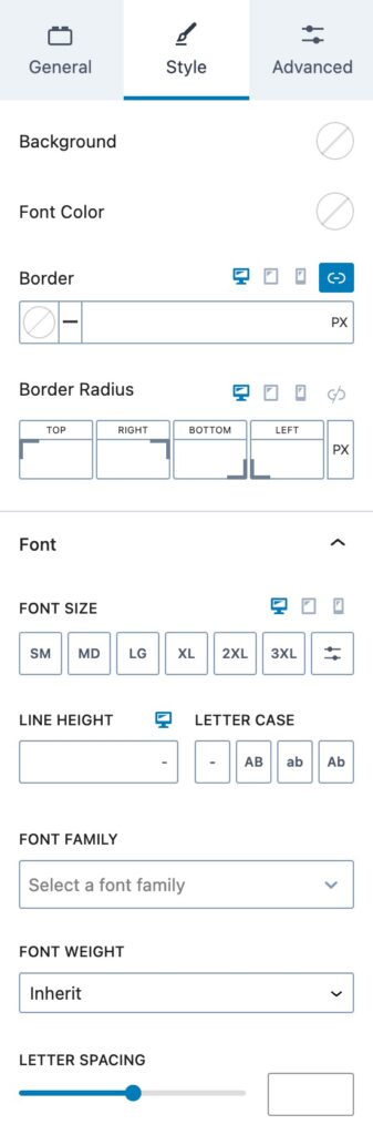 Result Count style Settings