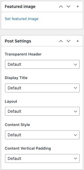 Featured Image and Post Settings