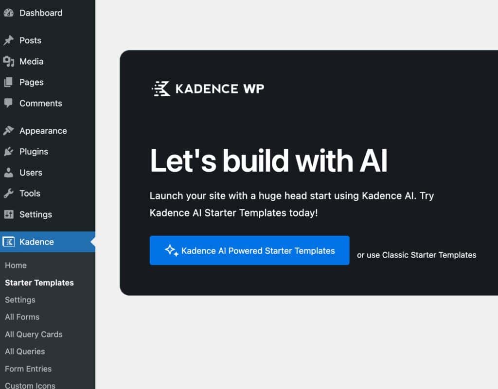 Kadence AI Powered Starter Templates Kadence WP Documentation