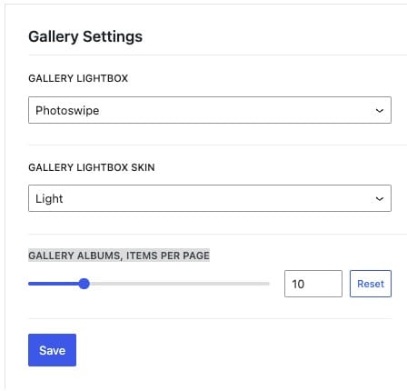 Kadence Galleries Dashboard Settings