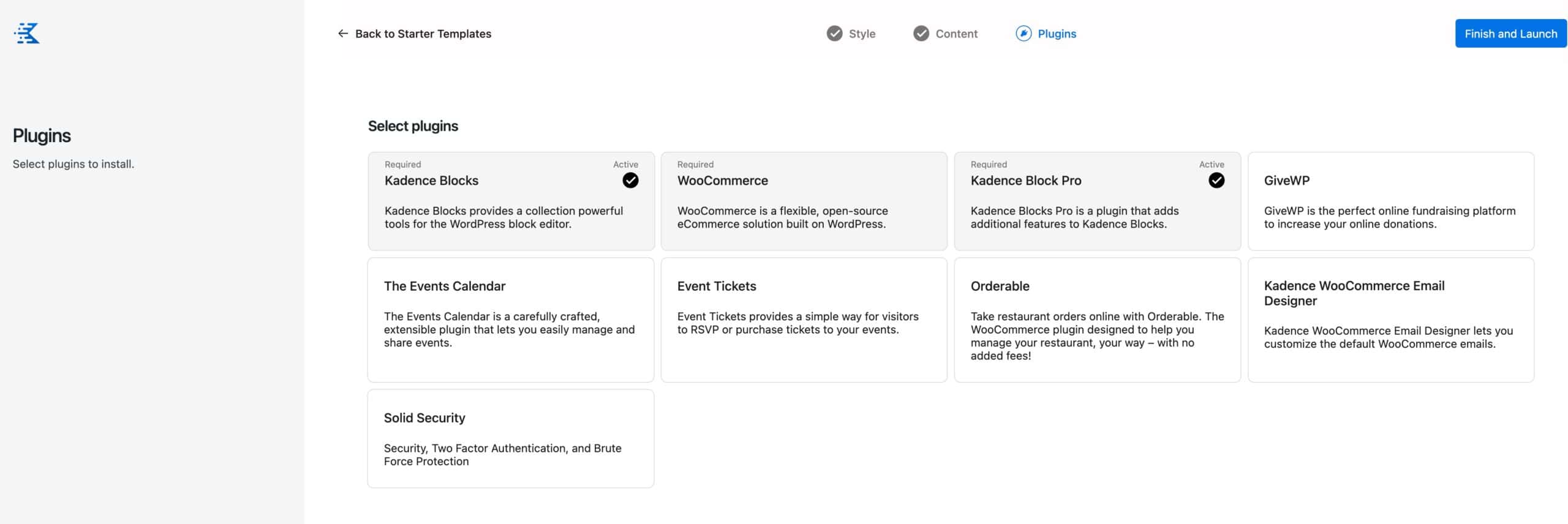 Kadence Import Plugins