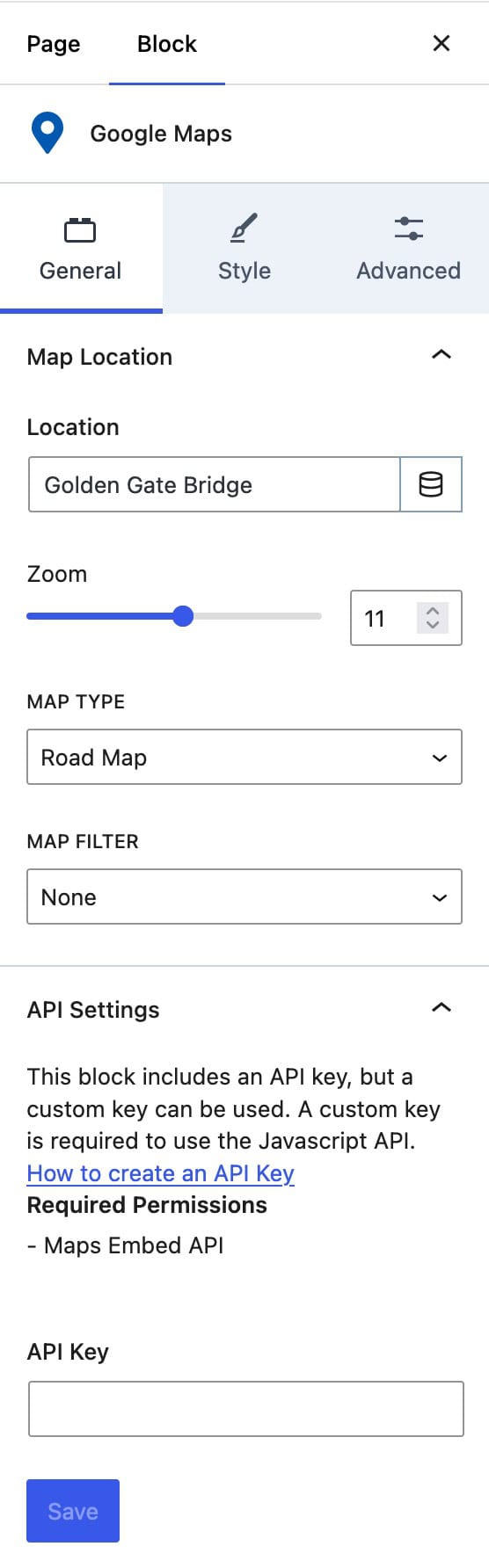 Maps General Settings