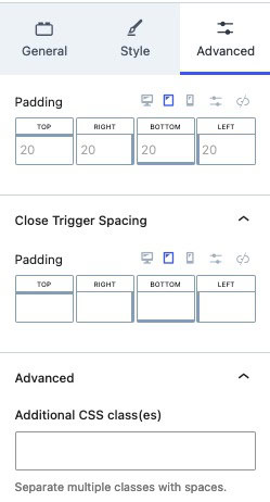 Advanced Off Canvas Settings