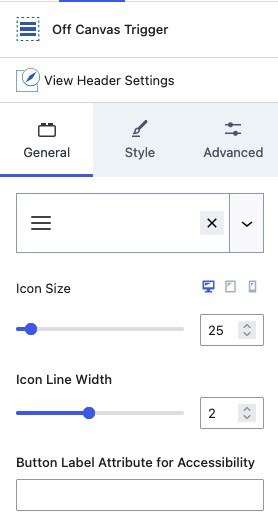 Off Canvas Trigger General Settings
