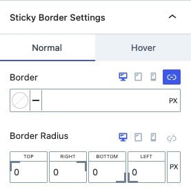 Sticky Border Settings