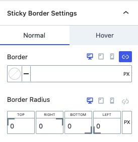 Sticky Style Border Settings