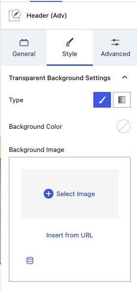 Transparent Header Style Settings