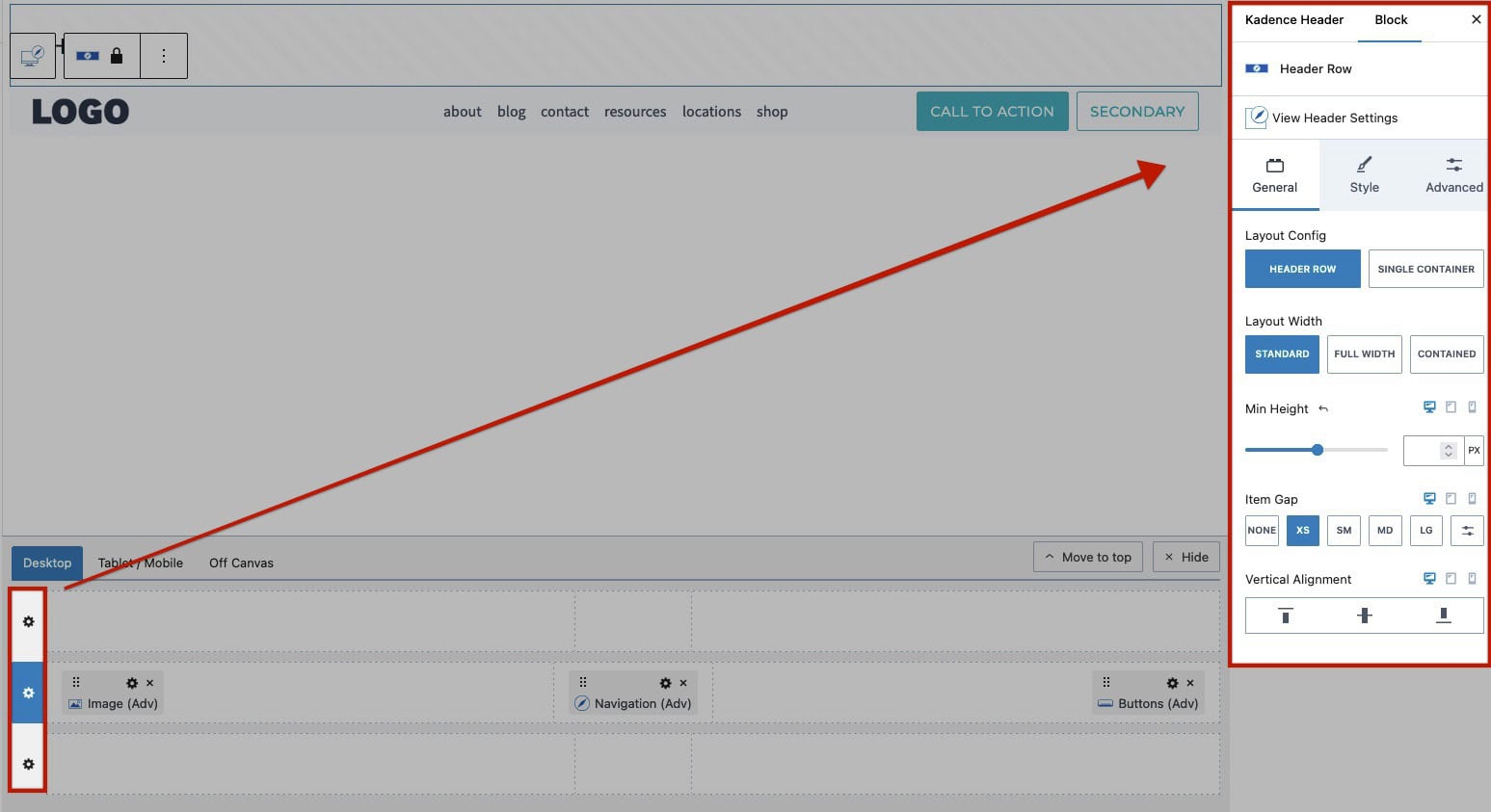 Header Row Settings