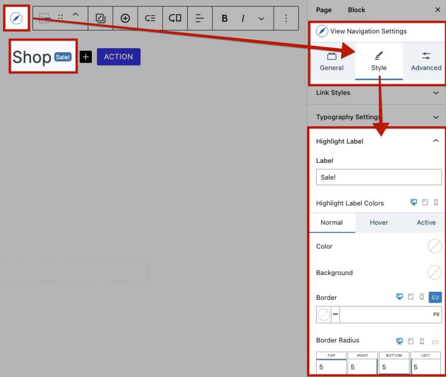 Highlight Label Block Settings