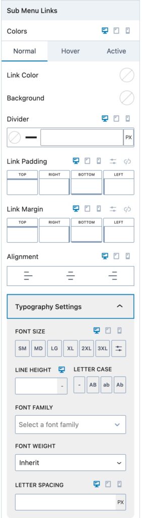 Sub Menu Links