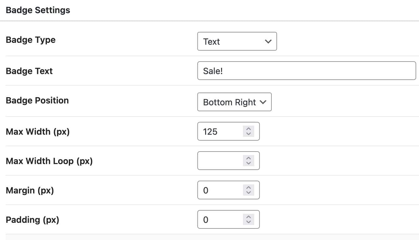 Custom Text Badge Settings