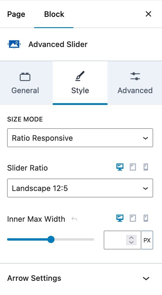 Slider Settings