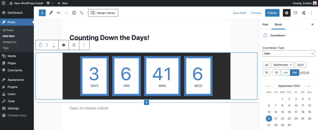 Customize countdown timer 