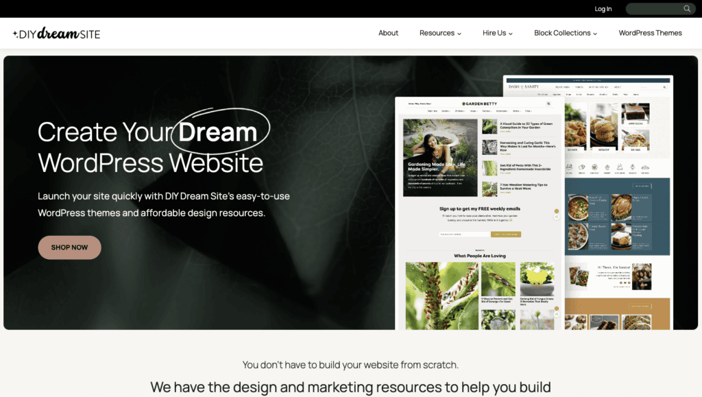 DIY Dream Site website home page