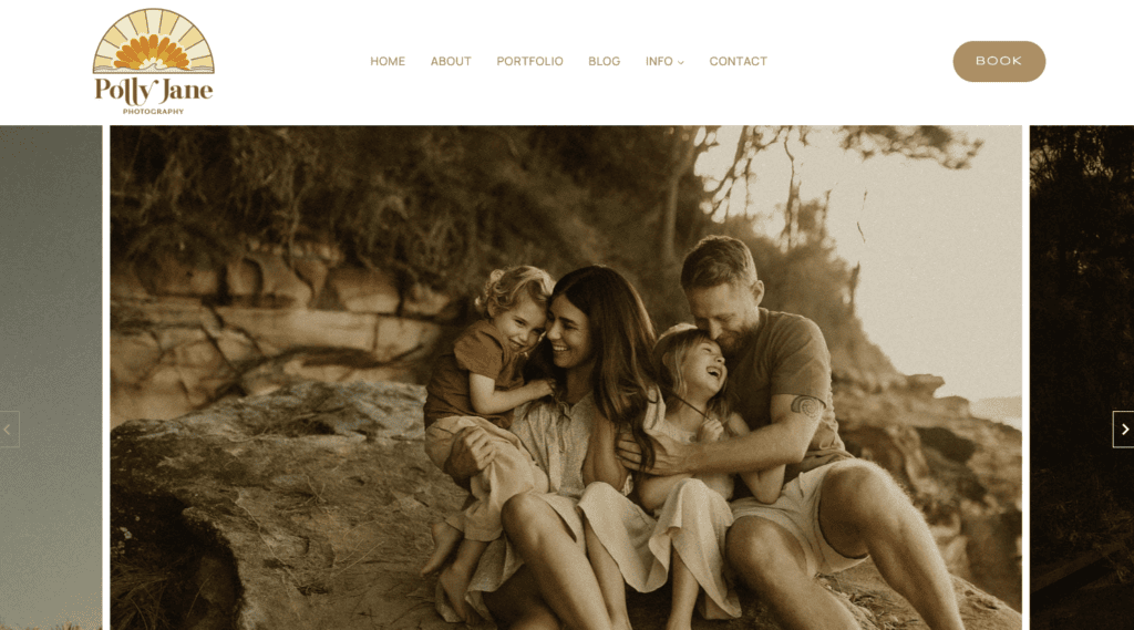 Polly Jane Photography website home page