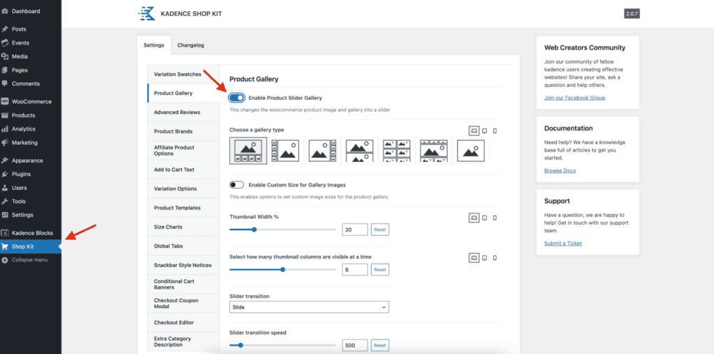 Kadence Shop Kit Product Gallery